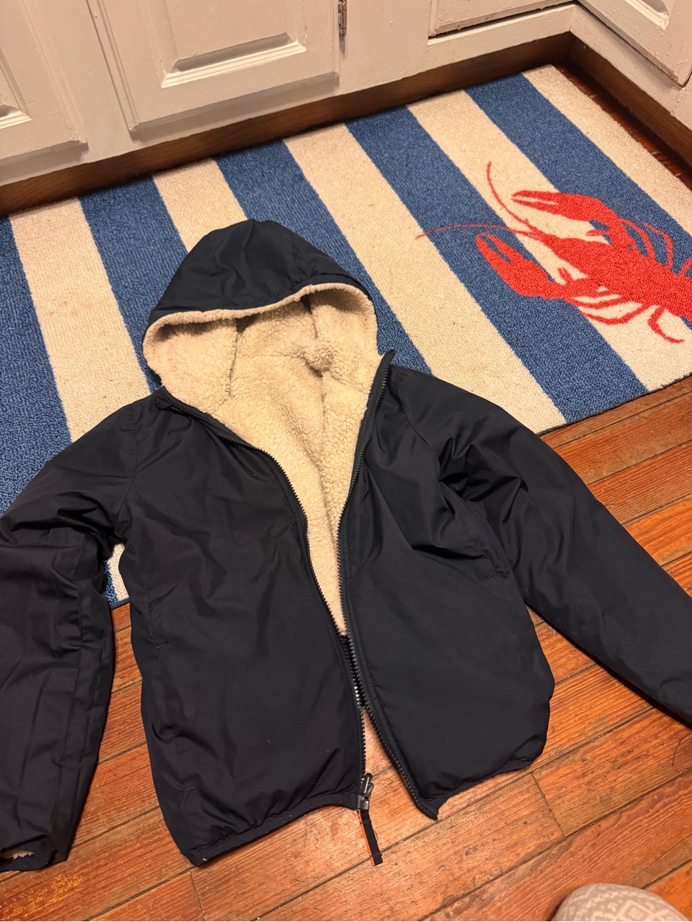 Helly Hansen Navy Bomber Jacket with Cream Sherpa Lining